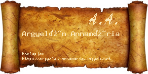 Argyelán Annamária névjegykártya